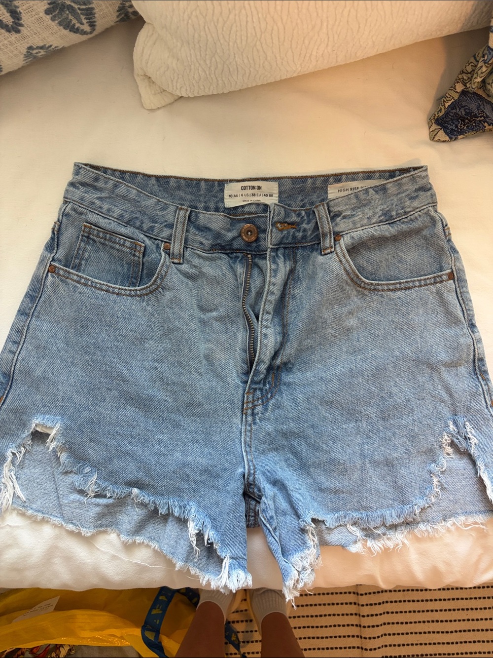 Cotton On Light Blue Distressed Denim Shorts